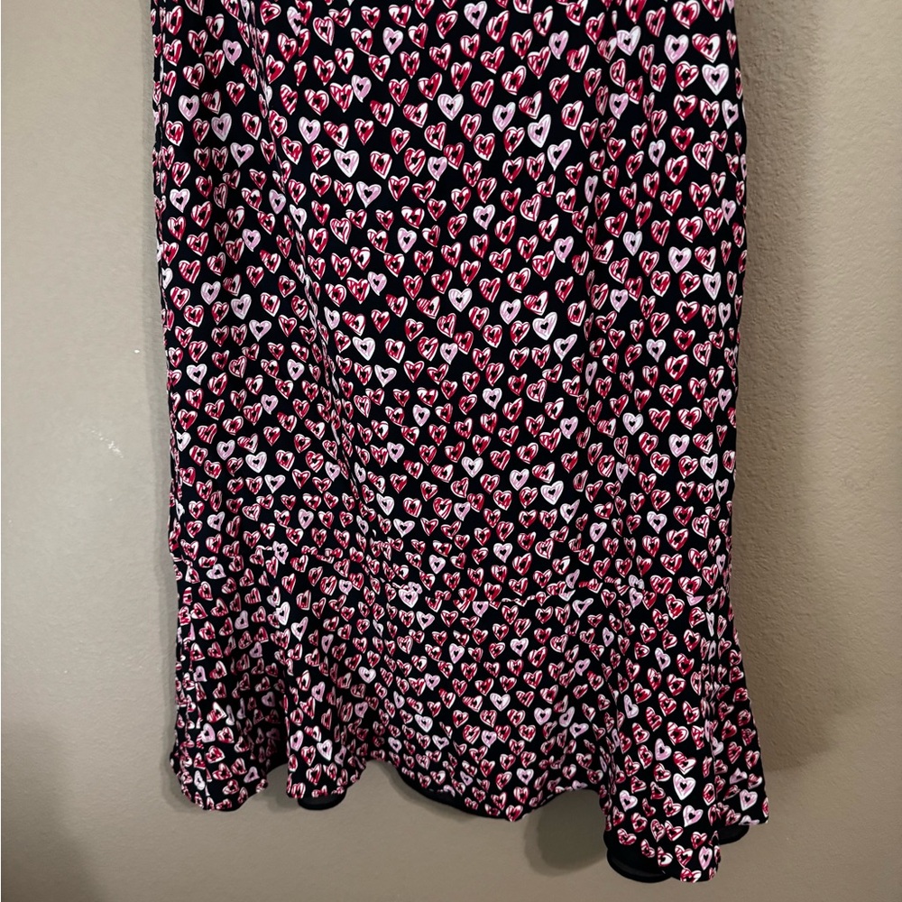 Harold’s Heart Patterned Skirt - Black With White, Red, and Pink Hearts Size 6